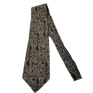 Vintage Keith Haring Dancers Playboy Archives Silk Neck Tie Black Gold 56"x3"